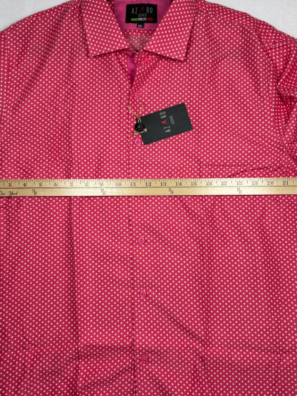 Azaro Uomo Italian Collection Pink Polka Dot Slim Fit Shirt Modern Preppy 3XL - Picture 3 of 6
